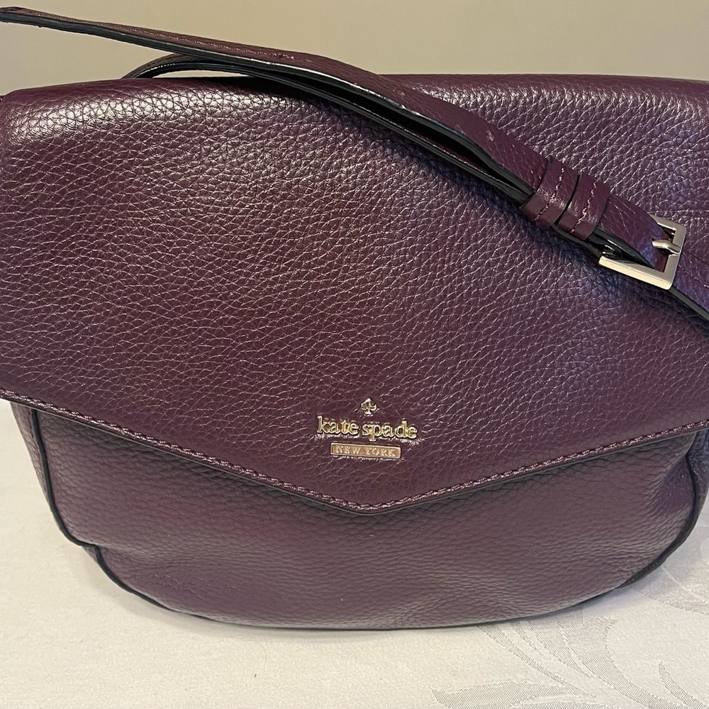 Kate Spade New York Plum Leather Crossbody Purse Like New